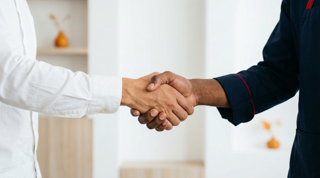 Aperto de mãos representando segurança na contratação